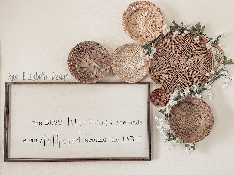 finished product for a basket wall with garland
