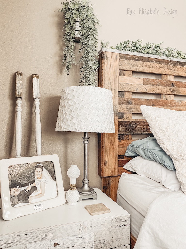 side angle of bed frame and side table