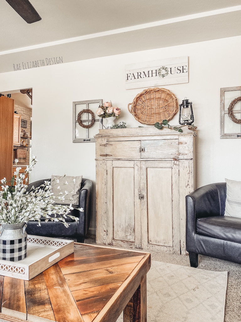 full shot of antique cabinet