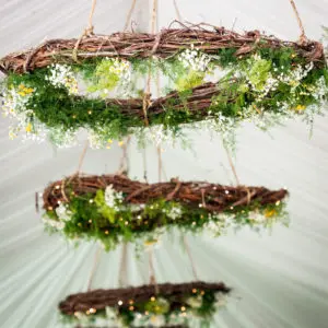 Rustic wreaths hanging as decorations