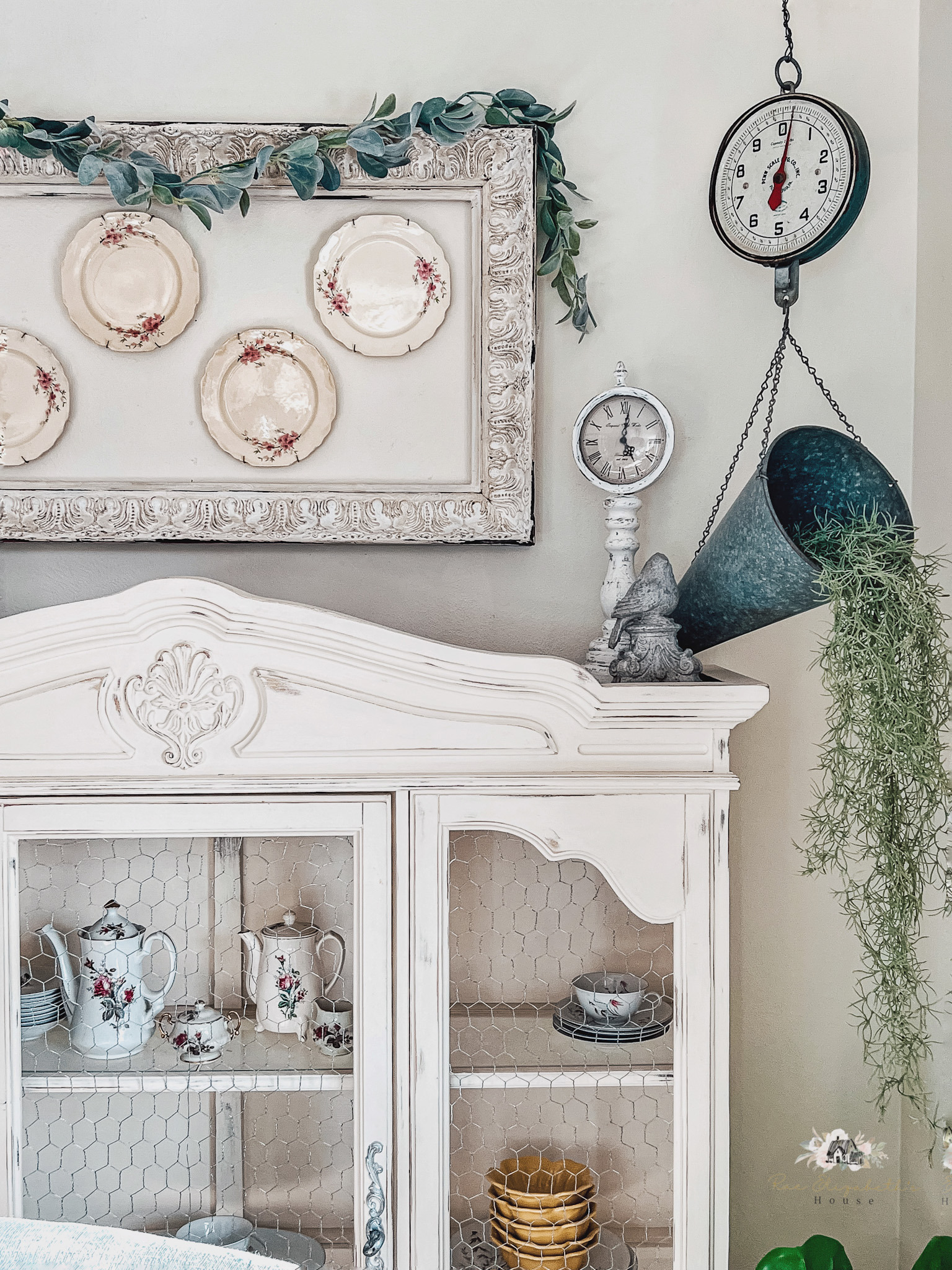 Vintage barn scale as decorations to hang from your ceiling in a dining room