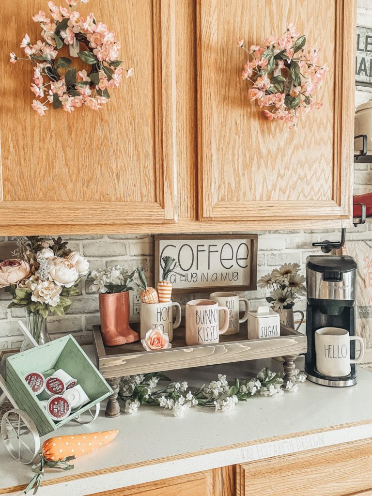 Spring coffee station in kitchen