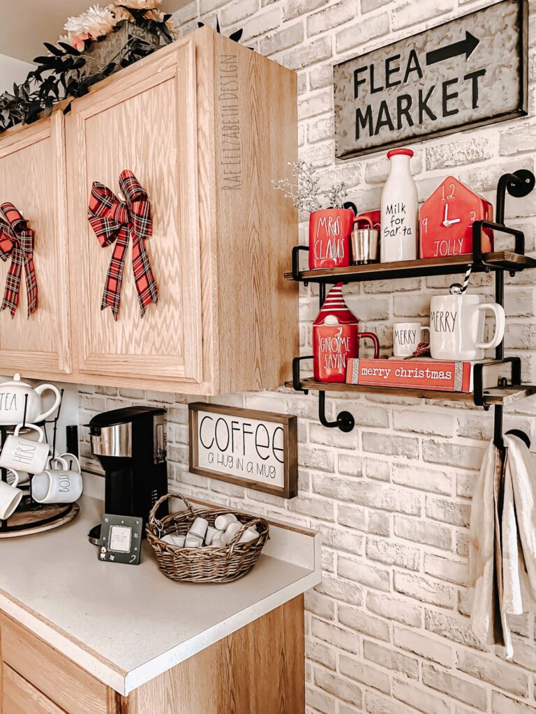 my Christmas kitchen brick accent wallpaper