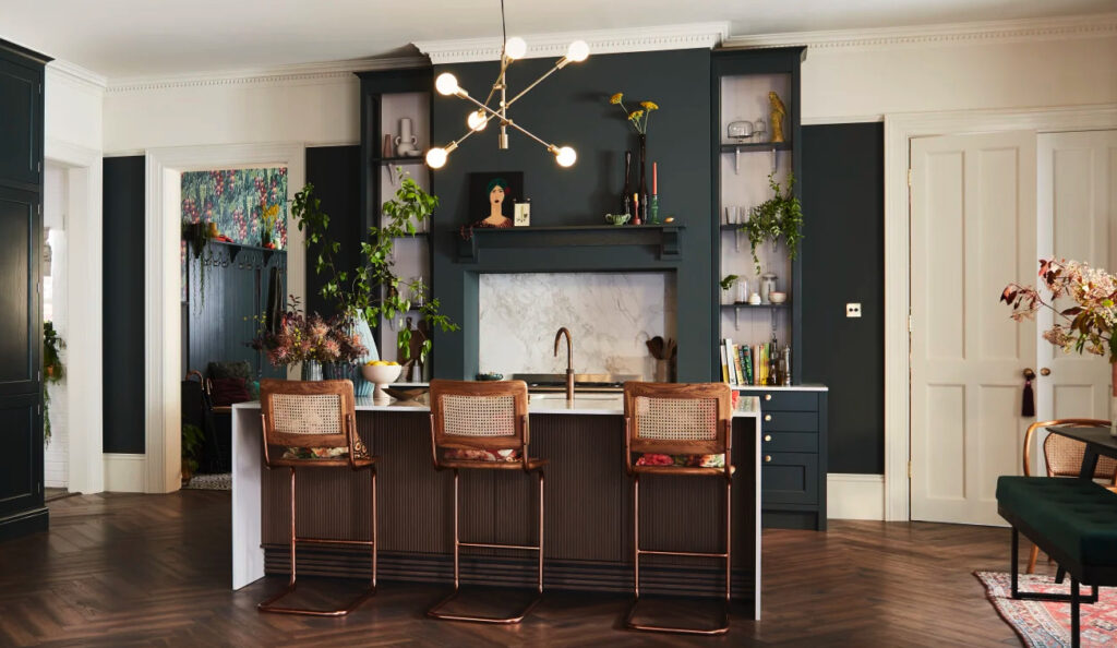 beautiful kitchen accent wall in black