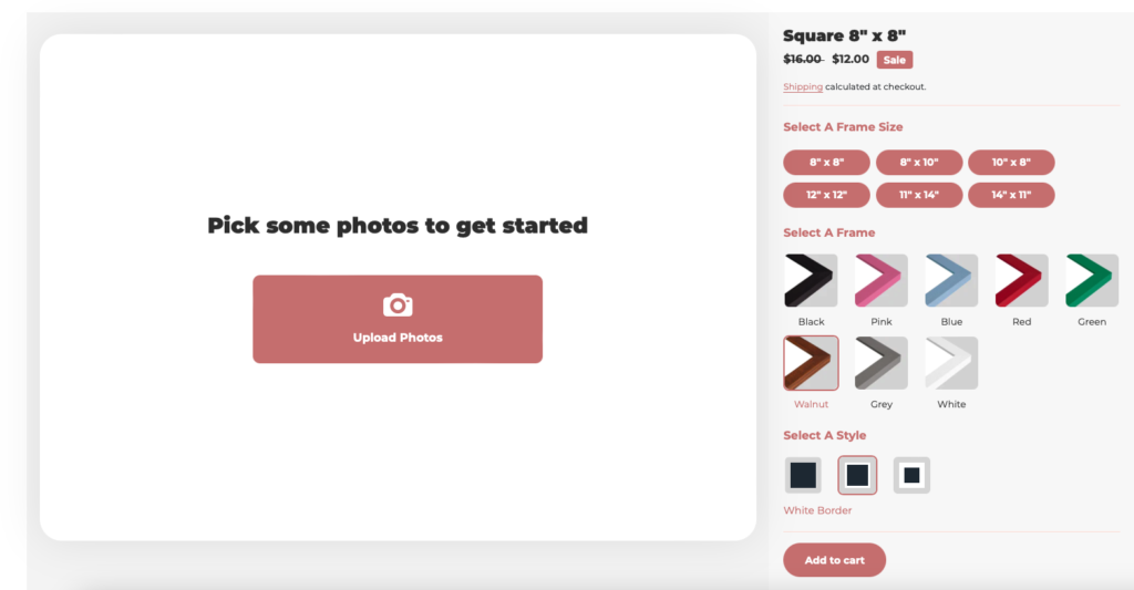 rendition gallery website ordering page