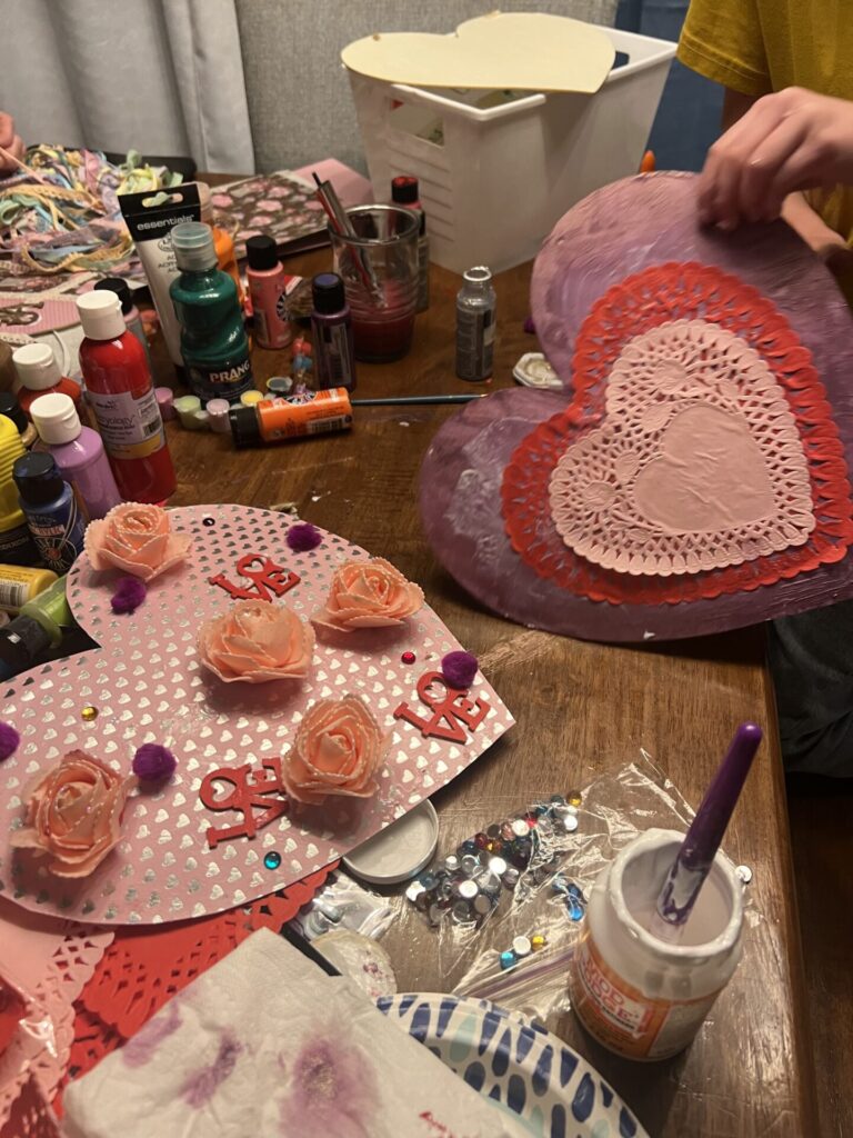 little girls version of some DIY valentine's day door decorations