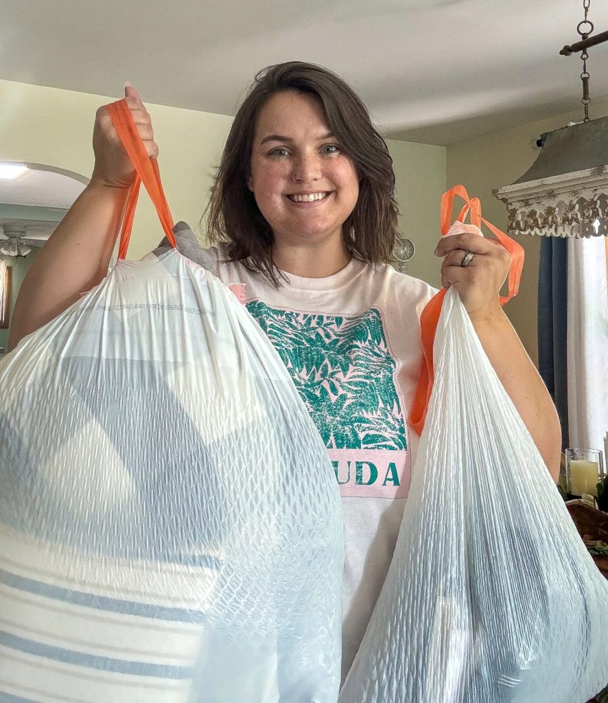 cleaning with trash bags to maintain a clean home