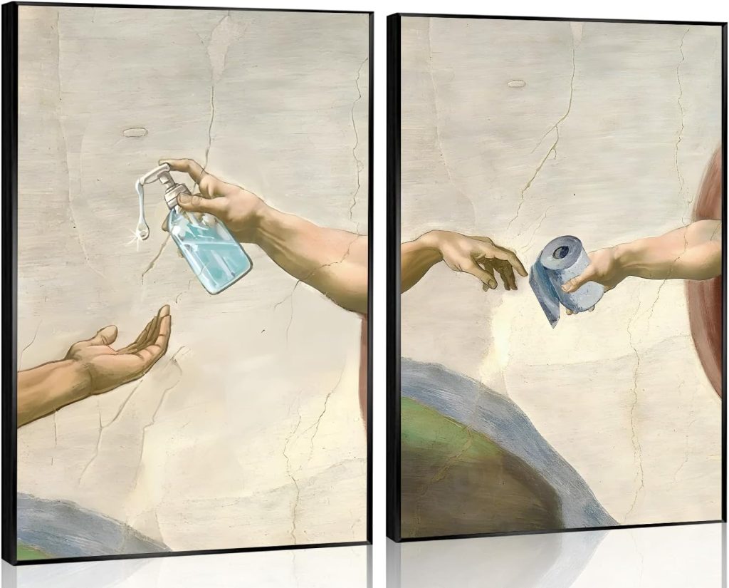 michaelangelo faux vintage bathroom art